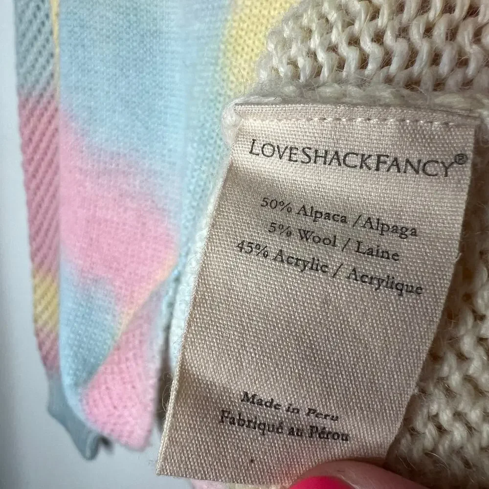 Love Shack Fancy Rosie Rainbow Pastel Pullover Sweater Size Small